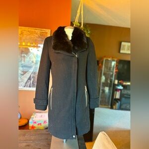 Calvin Klein black fur coat